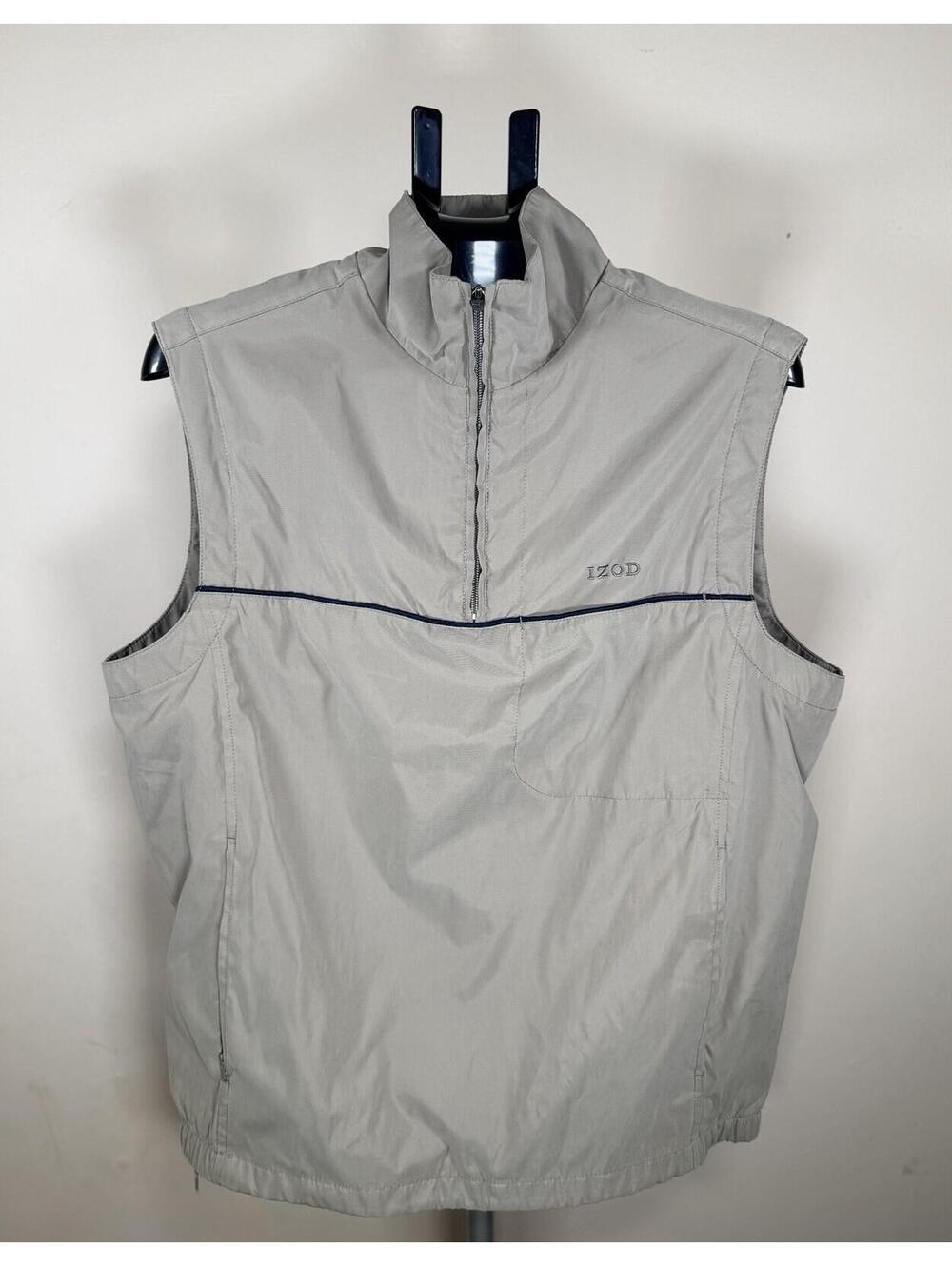 IZOD Men's Windbreaker  1/4 Zip Golf Vest Jacket  Beige Khaki Size Medium